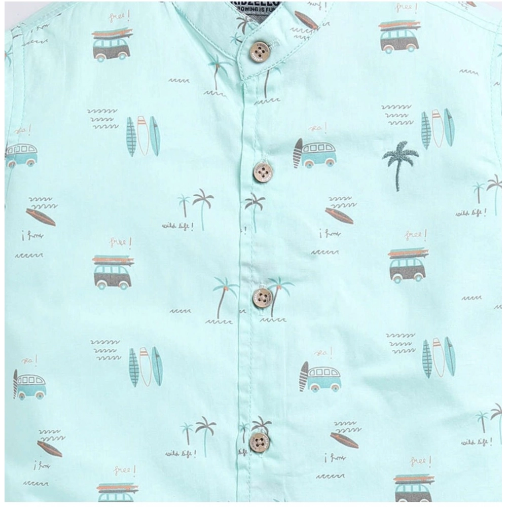 Boy's Cotton Blend Printed Short Sleeve Shirt (MultiColor) - Image 3
