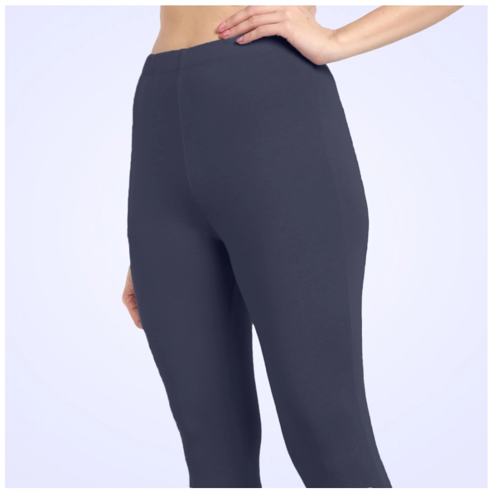 Women's Cotton Blended Solid Ankle legging (Navy) - Image 5