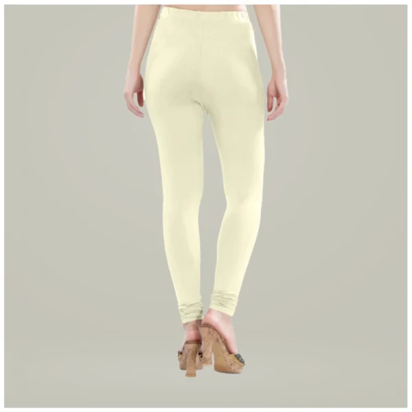 Generic Women's Cotton Blended Solid Churidar leggings (Cream) - Image 4