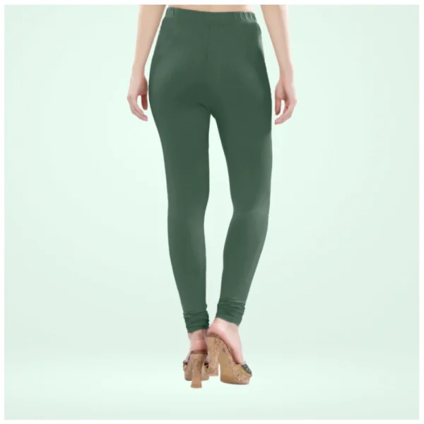 Women's Cotton Blended Solid Churidar leggings (Bottle Green) - Image 4