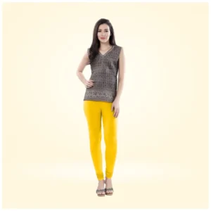 Generic Women's Cotton Blended Solid Churidar leggings (Yellow)