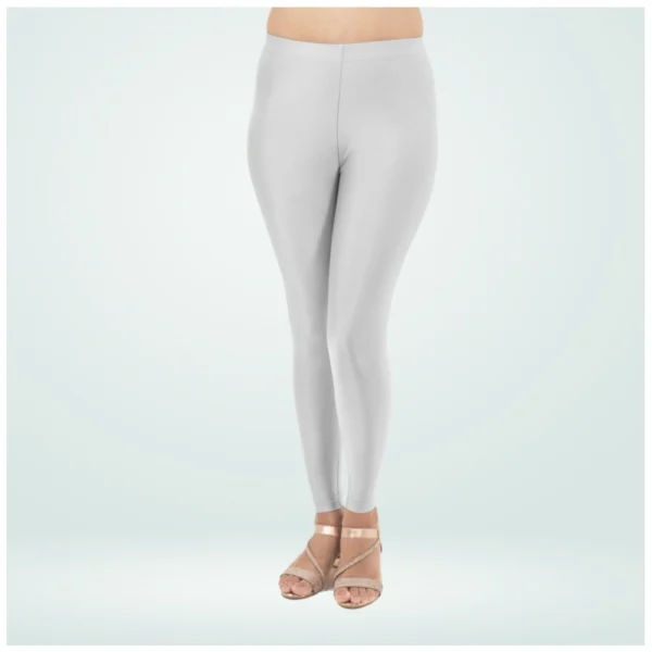 Generic Women's Cotton Blended Solid Shimmer Ankle leggings (Silver) - Image 4