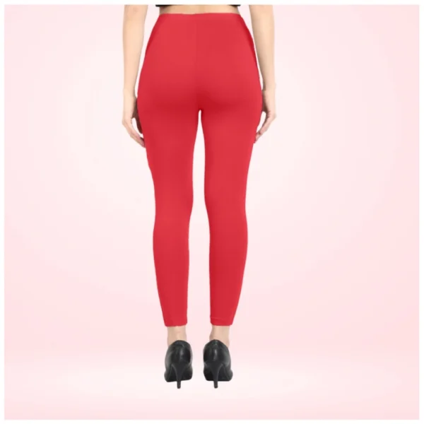 Generic Women's Cotton Blended Solid Ankle legging (Red) - Image 3