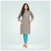 Generic Women's Cotton Blended Solid Shimmer Ankle leggings (Blue)