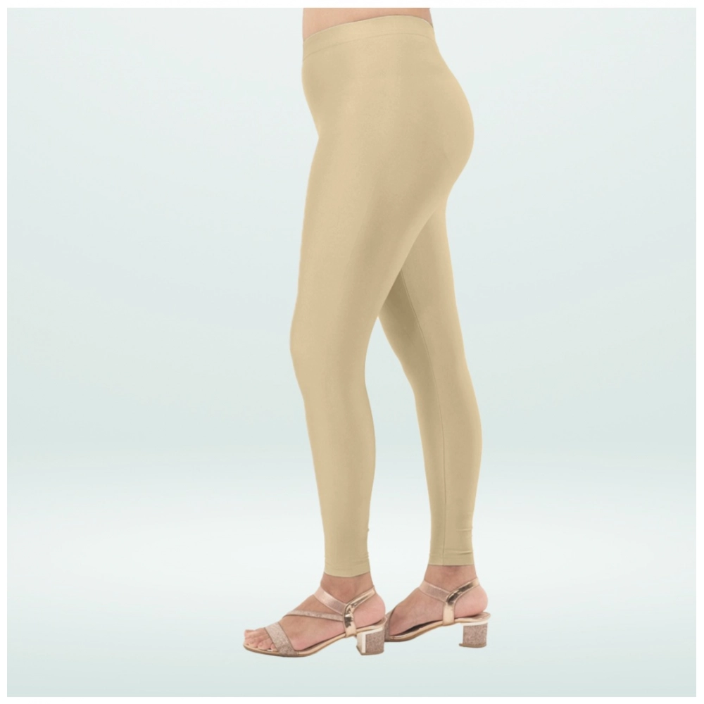 Women's Cotton Blended Solid Shimmer Ankle leggings (New Skin) - Image 3