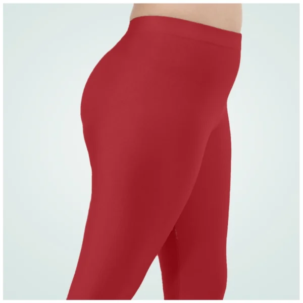 Generic Women's Cotton Blended Solid Shimmer Ankle leggings (Red Maroon) - Image 5