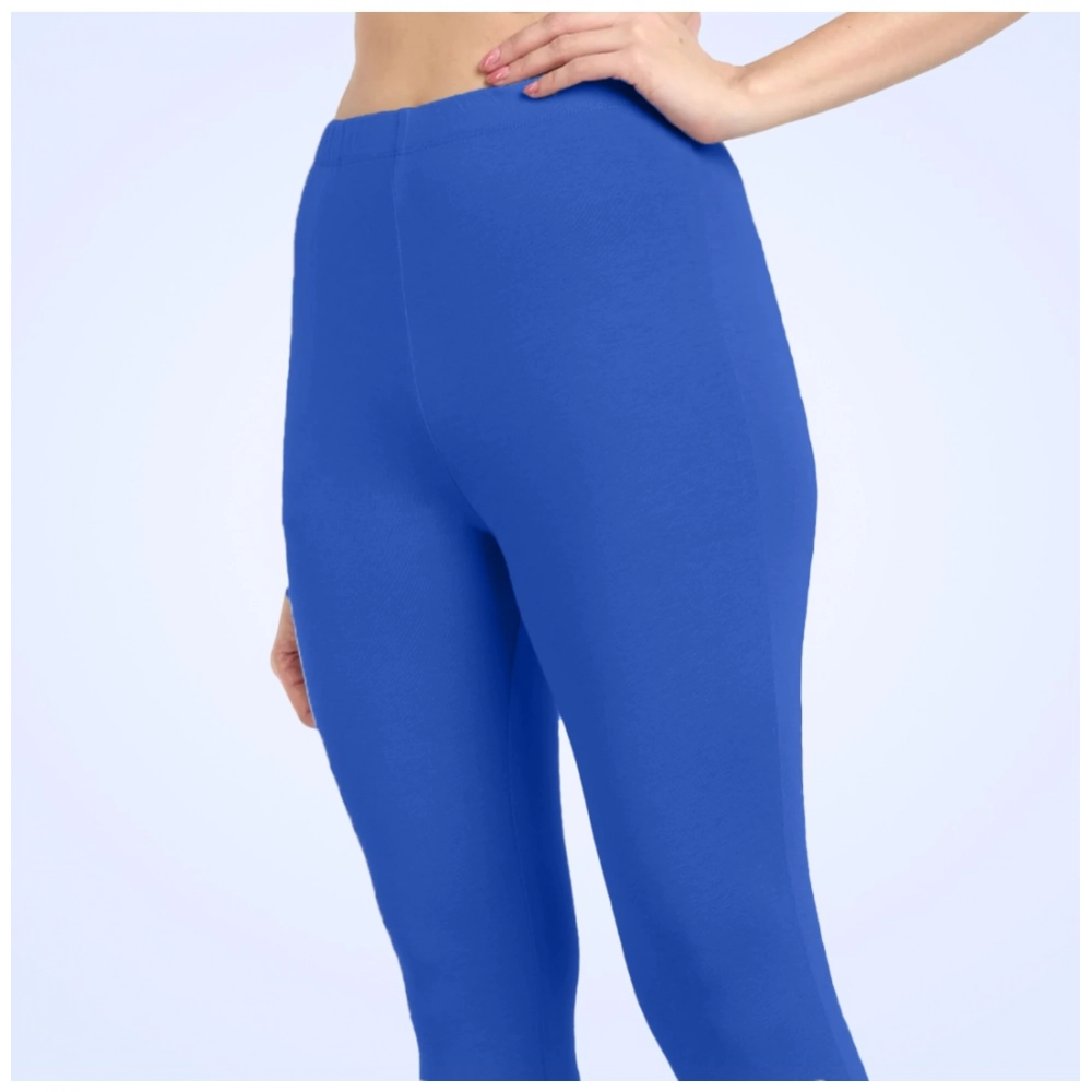 Women's Cotton Blended Solid Ankle legging (Royal Blue) - Image 5