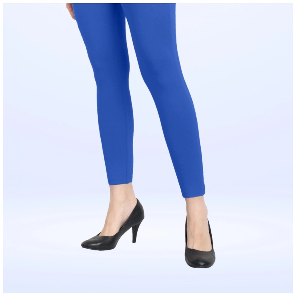 Women's Cotton Blended Solid Ankle legging (Royal Blue) - Image 3