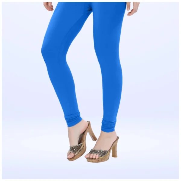 Generic Women's Cotton Blended Solid Churidar leggings (Blue) - Image 3
