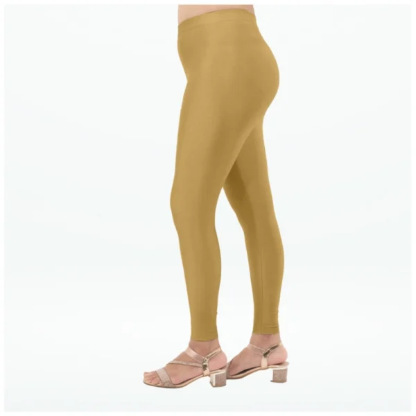 Generic Women's Cotton Blended Solid Shimmer Ankle leggings (Beige) - Image 4
