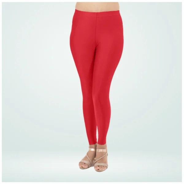 Generic Women's Cotton Blended Solid Shimmer Ankle leggings (Red) - Image 3