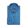 Generic Men's Cotton Lycra Full Sleeve Checked Casual Shirt (Turquoise)