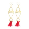 Women's Oxidized Silver plated Hook Dangler Hanging Tassel Earrings-Gold