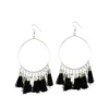 Women's Alloy Hook Dangler Hanging Tassel Fashion Earrings-Black