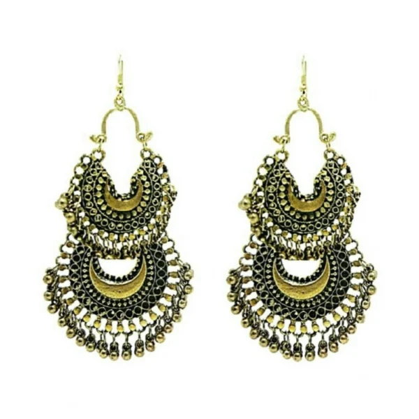 Women's Gold Plated Hook Dangler Hanging Earrings-Gold