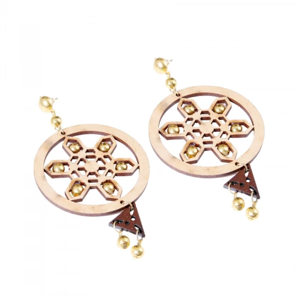 Women's Alloy, Beads Hook Dangler Hanging Earrings-Brown - Image 3