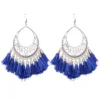 Women's Silver Plated Hook Dangler Hanging Tassels Earring-Silver