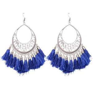 Women's Silver Plated Hook Dangler Hanging Tassels Earring-Silver