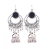Women's Silver Oxidized Hook Dangler Hanging Afgani Tribal Fancy Earrings-Silver