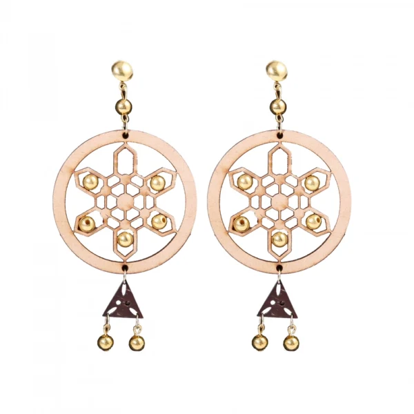 Women's Alloy, Beads Hook Dangler Hanging Earrings-Brown