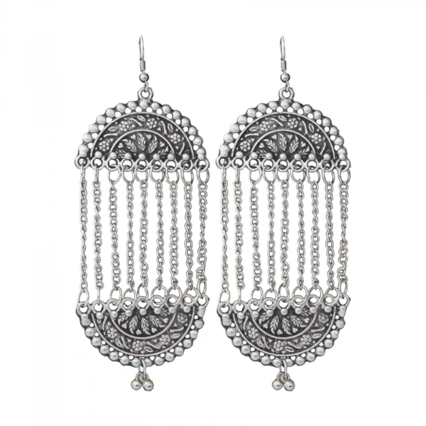 Women's Silver Plated Hook Dangler Hanging Earrings-Silver