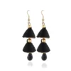 Women's Alloy, Beads Hook Dangler Hanging Earrings-Black
