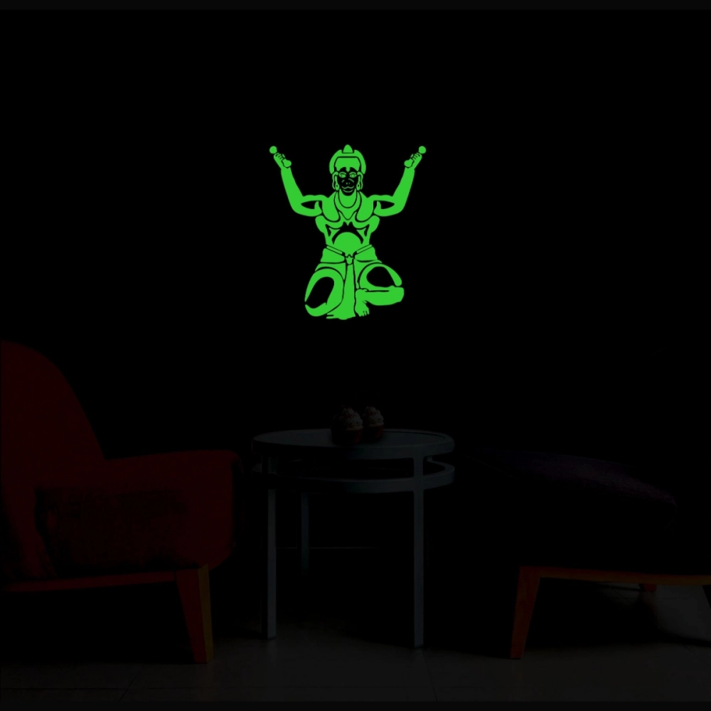 Green Hanuman Ji Radium Wall Sticker - Image 4