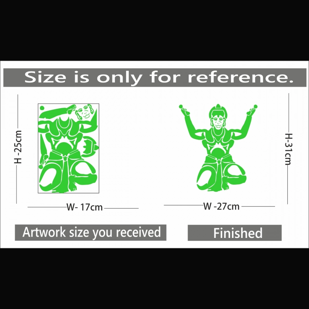 Green Hanuman Ji Radium Wall Sticker - Image 2