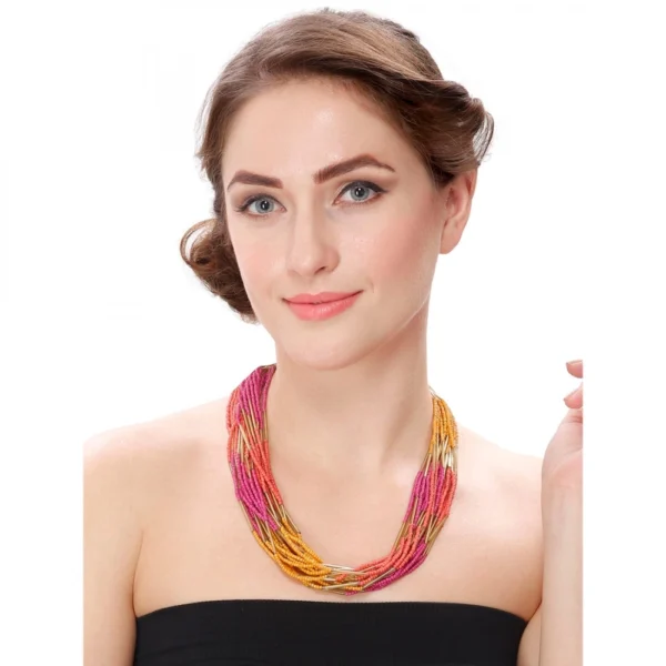 Women's Designer Elegant Multi Layer Multi Color Beads Necklace (Color: Multi Color) - Image 2
