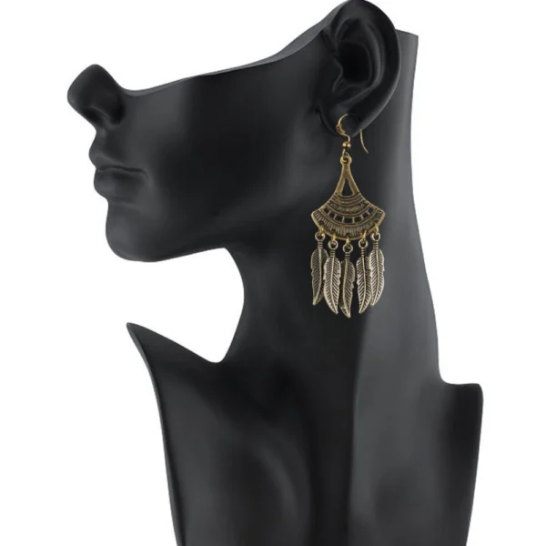 Women's Gold Plated Leaf Design Earring (Color: Gold) - Image 2