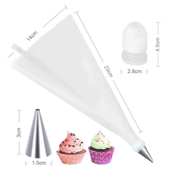 Pack Of 3_Cake Decorating Nozzle with Piping Bag Stainless Steel Piping Cream Frosting Nozzles (Color: Assorted) - Image 5