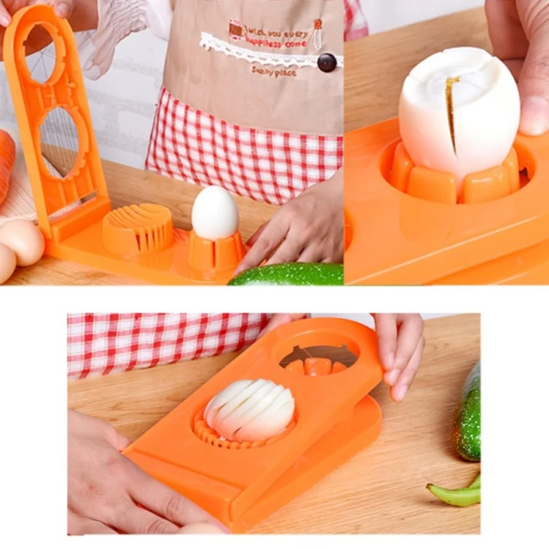 Pack Of_2_2 In 1 Boiled Egg and Mushroom Slicer Cutter Chopper Plastic With Stainless Steel Wired (Color:Assorted) - Image 3