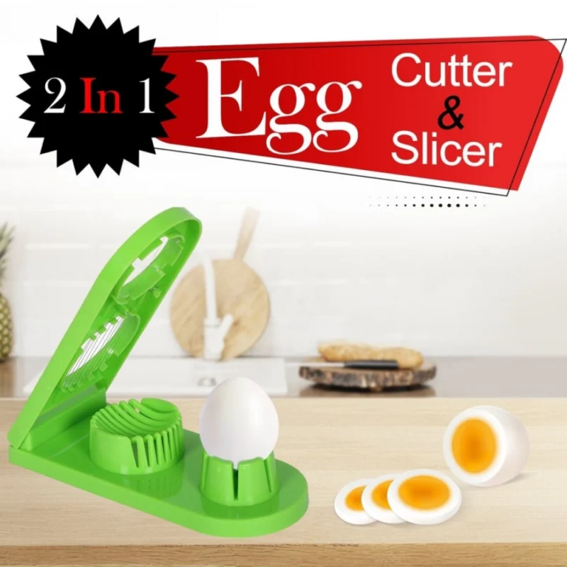 Pack Of_2_2 In 1 Boiled Egg and Mushroom Slicer Cutter Chopper Plastic With Stainless Steel Wired (Color:Assorted) - Image 5