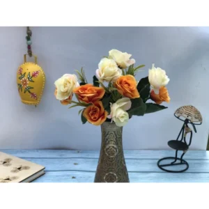 Artificial Flowers Bunch Bouquet Of 10 Garden Roses For Home Decoration (Color: Multi, Material: Silk Polyester)