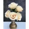 Artificial Flowers Bunch Bouquet Of 5 Champagne Roses For Home Decoration (Color: Cream, Material: Silk Polyester)