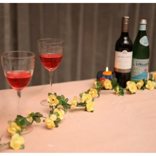 Artificial Flower Creeper Hanging Rose Garland For Home Decoration (Color: Cream, Material: Silk Polyester) - Image 3