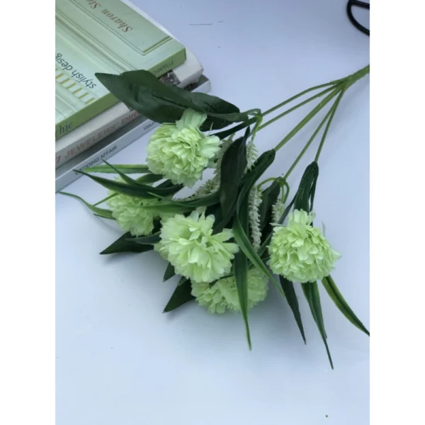 Artificial Flowers Bunch Bouquet Of 6 Chrysanthemum Flowers For Home Decoration (Green, Material:Silk, Polyester) - Image 2