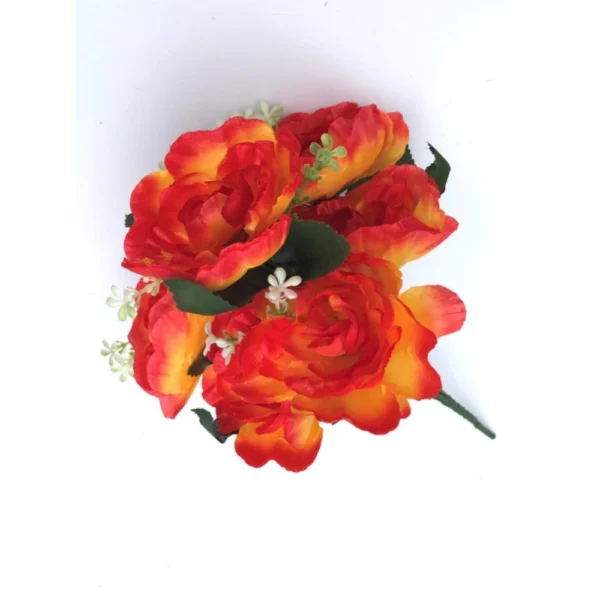 Artificial Flowers Bunch Bouquet Of 7 Poppy Flowers For Home Decoration (Orange, Material:Silk, Polyester) - Image 3