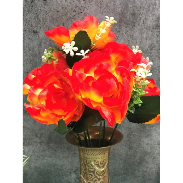 Artificial Flowers Bunch Bouquet Of 7 Poppy Flowers For Home Decoration (Orange, Material:Silk, Polyester) - Image 2
