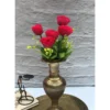 Artificial Flowers Bunch Bouquet Of 6 Garden Roses For Home Decoration (Darkpink, Material:Silk, Polyester)
