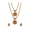 Women's Elegent And Modern Double Line Temple Jewellery Set (Red And Green, Free Size)