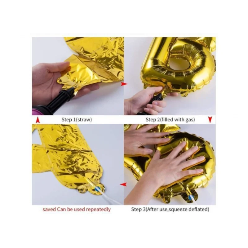 Alternative view of Red And Golden Happy Anniversary Decorations Set Of Metallic Balloons (Multicolor)