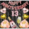 13Th Anniversary Rose Gold Foil Balloons With Happy Decoration Items Set (Rose Gold)