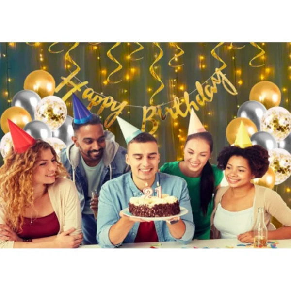 Happy Birthday Decoration Kit Combo With Fairy Led Light (Multicolor) - Image 2