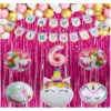 6Th Happy Birthday Decoration Combo With Unicorn Foil Balloon (Pink)