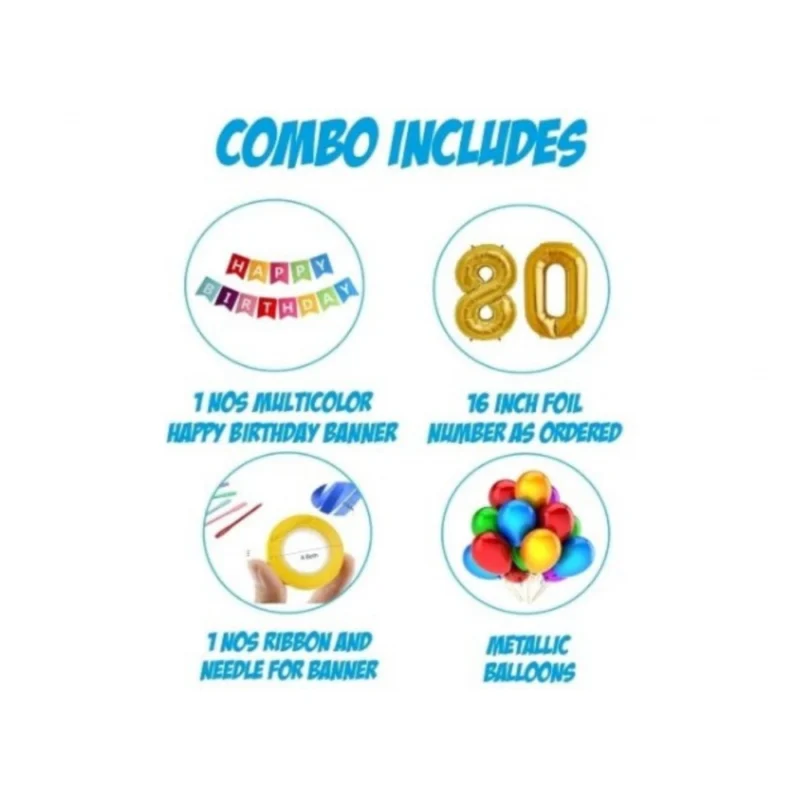 Alternative view of 11Th Happy Birthday Decoration Combo With Multi Color Banner (Multicolor)