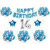 14Th Happy Birthday Decoration Combo With Foil And Star Balloons (Blue, Silver)