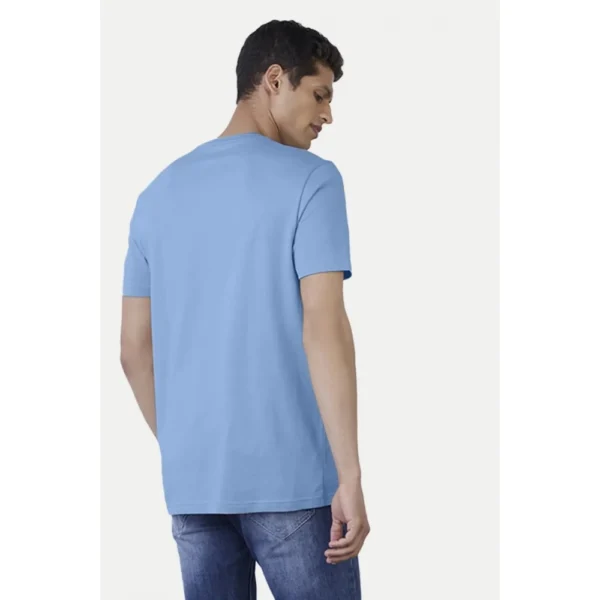 Men's?Casual Half sleeve Digital Printed Cotton Crew Neck T-shirt (Sky Blue) - Image 2