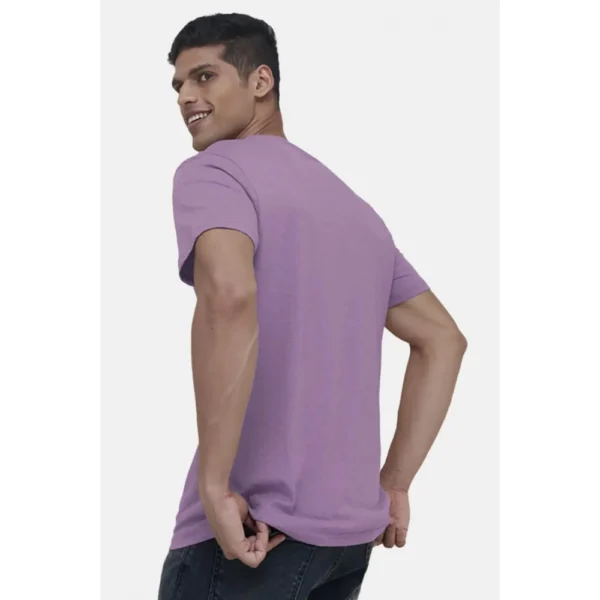 Men's?Casual Half sleeve Solid?Cotton V Neck T-shirt (Lilac) - Image 2