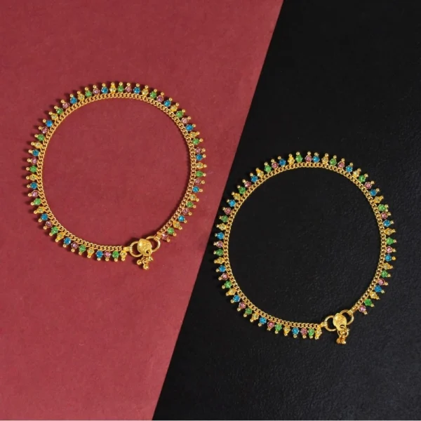 Women's Multi Color Rhinestone Anklets (Free Size: Upto 10") - Image 3